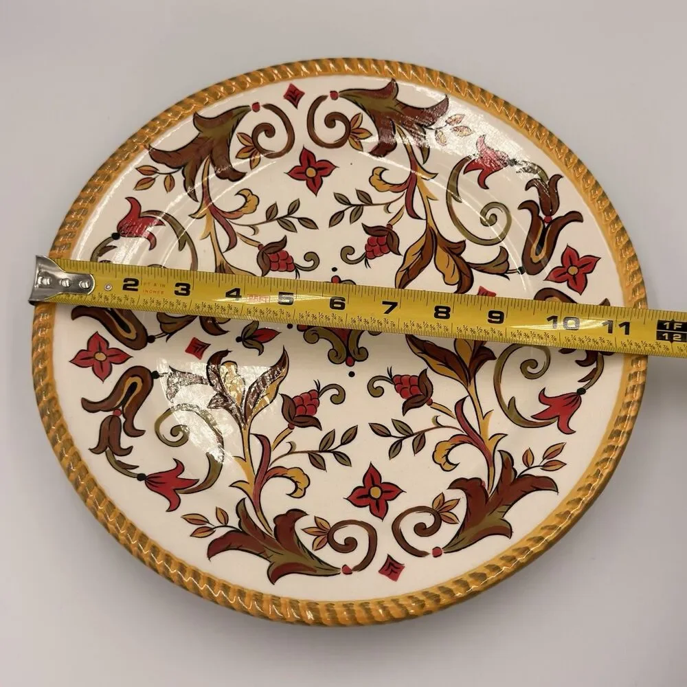 Pier 1 Oralia Dinner Plate 11.75” Earthenware Floral Scroll Tuscan Discontinued
